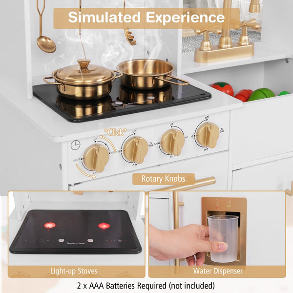 Pretend Play Kitchen for Kids with Coffee Maker-White
