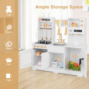 Pretend Play Kitchen for Kids with Coffee Maker-White