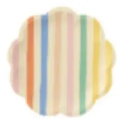 Pretty Pastel Striped Scalloped Dessert Plates S16