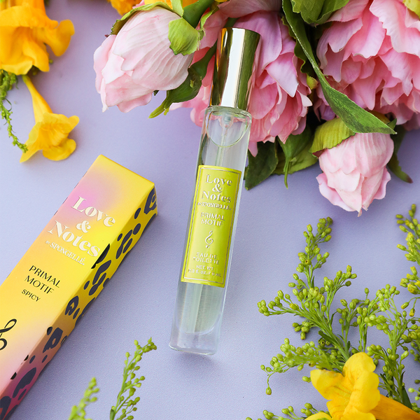 Primal Motif Love & Notes Eau de Toilette for babies, showcasing elegant packaging from angle 2.