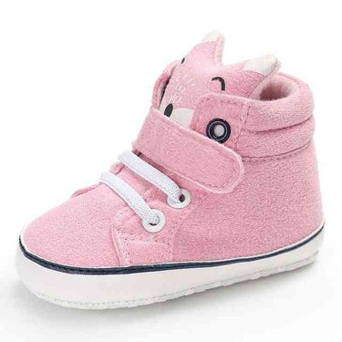 Pink Fox Baby Animal First Walkers - adorable shoes for infants, perfect for their first steps.