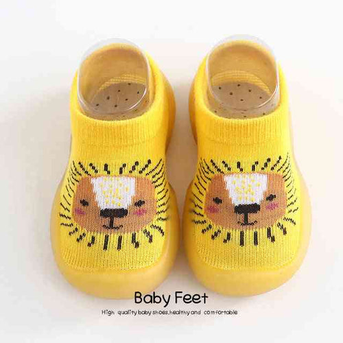 Yellow lion animal sock shoes for babies, best seller, soft and comfortable footwear for little ones.