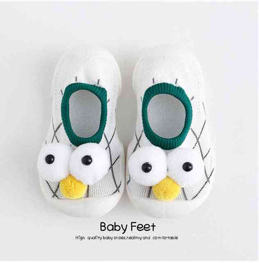 Baby Doll Sock Shoes in Green Owl design - Best Seller for stylish infant footwear.