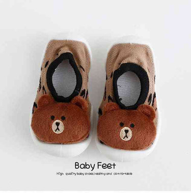 Baby Doll Sock Shoes - Spoty Bear, best-selling soft footwear for infants, featuring adorable bear design.