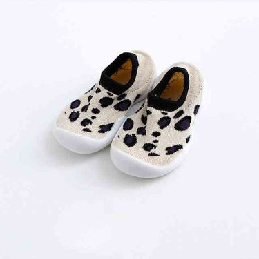 Tanned leopard baby sock shoes, stylish and comfy footwear for little ones. Perfect for everyday wear.