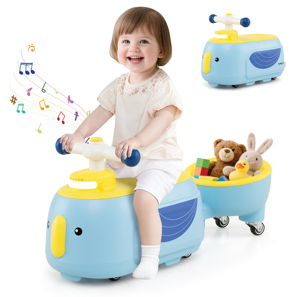 Toddler Ride on Toy with Trailer and Light Music - Educational for Kids