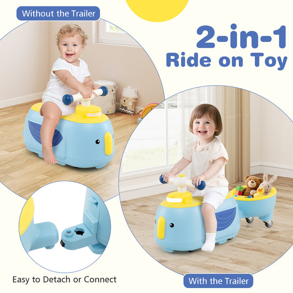 Toddler Ride on Toy with Trailer and Light Music - Educational for Kids