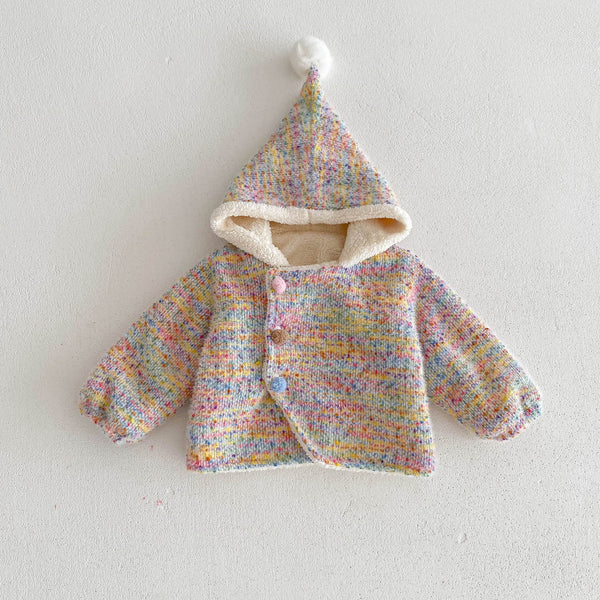 Baby Gradient Color Dots Long Sleeves Winter Outfit Warm Overcoat With Christmas Hood