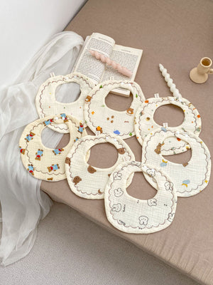 Adorable Cartoon Six-Layer Cotton Muslin Bib