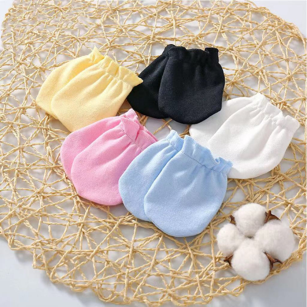 Newborn Baby Solid Color Soft Cotton Gloves For All Seasons