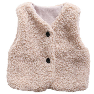 Baby Berber Fleece Design Button Front Warm Coat Vest