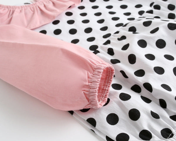 Baby Girl Polka Dot Pattern Ruffle Collar Design Long Sleeves Bodysuit Onesies