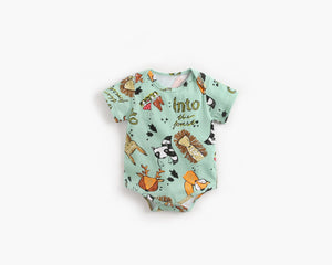 Baby Boy And Girl Animal Print Short-Sleeved O-Neck Lovely Onesies In Summer