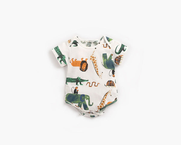 Baby Boy And Girl Animal Print Short-Sleeved O-Neck Lovely Onesies In Summer