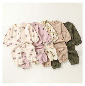 Autumn and Spring New Arrival Baby Unisex Cartoon Fruits Pattern Long Sleeves Crew Neck Rompers