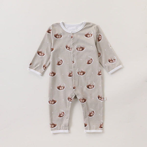 Autumn and Spring New Arrival Baby Unisex Simple Animals Cartoon Pattern Long Sleeves Rompers