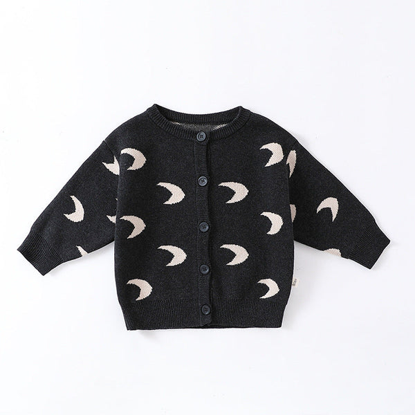 Autumn and Spring New Arrival Baby Unisex Simple Moon Pattern Knitted Long Sleeves Rompers/Cardigan