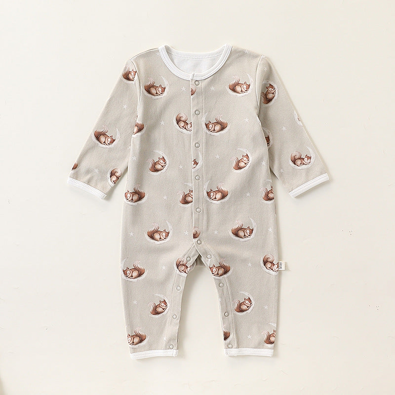 Autumn and Spring New Arrival Baby Unisex Simple Animals Pattern Long Sleeves Rompers