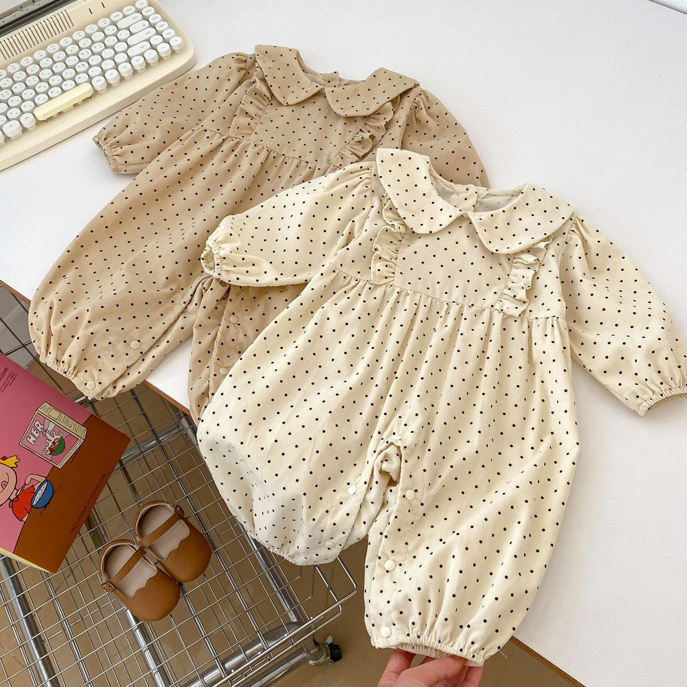 Autumn Polka Dot Pattern Round Neck Rompers