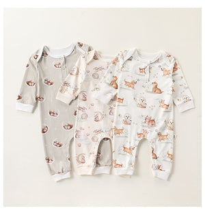 Autumn and Spring New Arrival Baby Unisex Simple Animals Pattern Long Sleeves Rompers