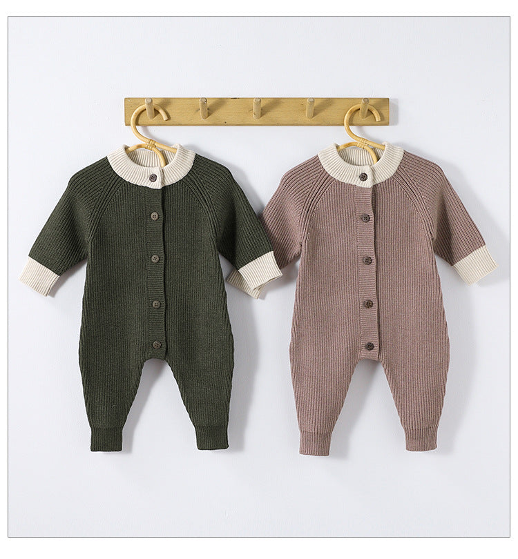 Autumn and Spring New Arrival Baby Thickened Warm Knitted Long Sleeves Rompers