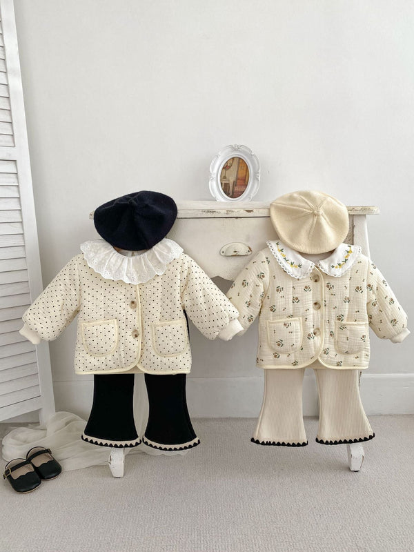 Arrival Baby Kids Girls Dots Pattern V Neck Design Thick Jacket Coat