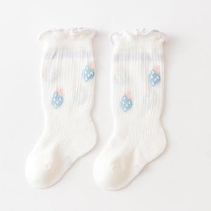 Baby Girk Floral Print Pattern Mesh Breathable High Tube Socks