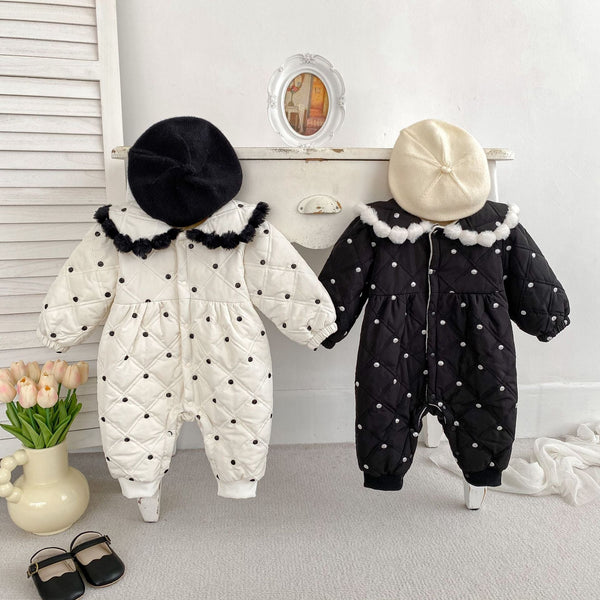 Arrival Baby Girls Dots Pattern Single Breasted Thick Romper