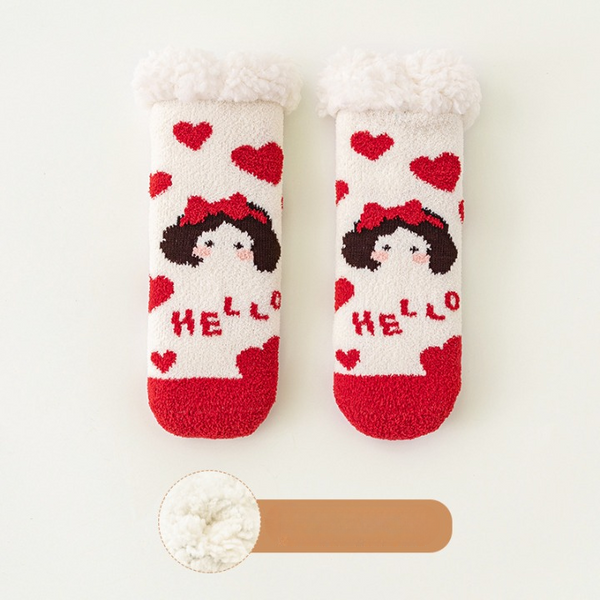 Baby Cartoon Pattern Thickened Lambswool Coral Fleece Socks