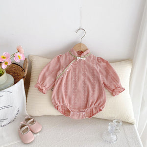 Autumn New Arrival Baby Girls Long Sleeves Floral Striped Pattern Onesies Bodysuits