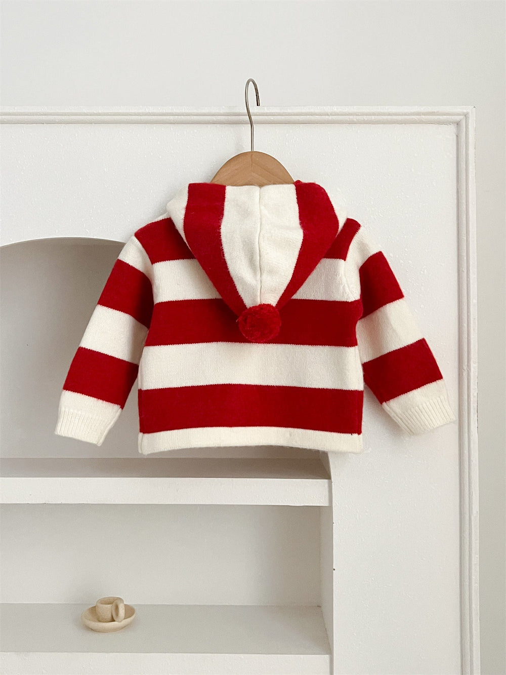 Arrival Baby Kids Girls Striped Color Patchwork Single Breasted Knitwear Hoodie