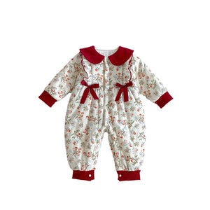 Arrival Baby Girls Flowers and Fruits Pattern Warm Padded Thick Romper