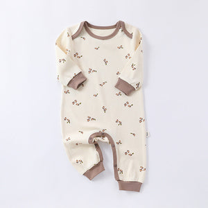 Spring New Arrival Hazelnut Print Crew Neck Comfy Rompers