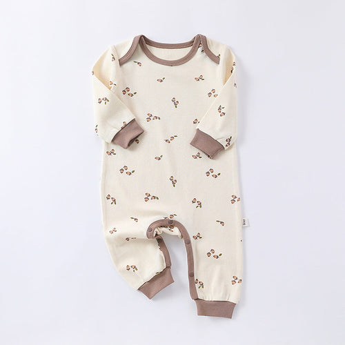 Spring New Arrival Hazelnut Print Crew Neck Comfy Rompers