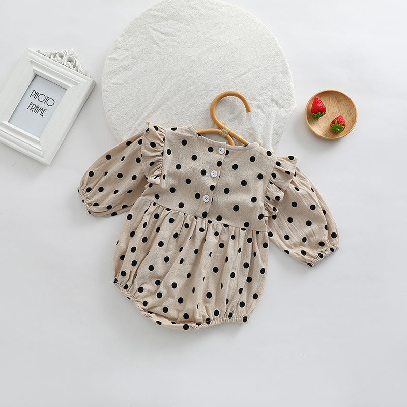 Baby Girl Polka Dot Pattern Little Flying Sleeve Loose Bodysuit