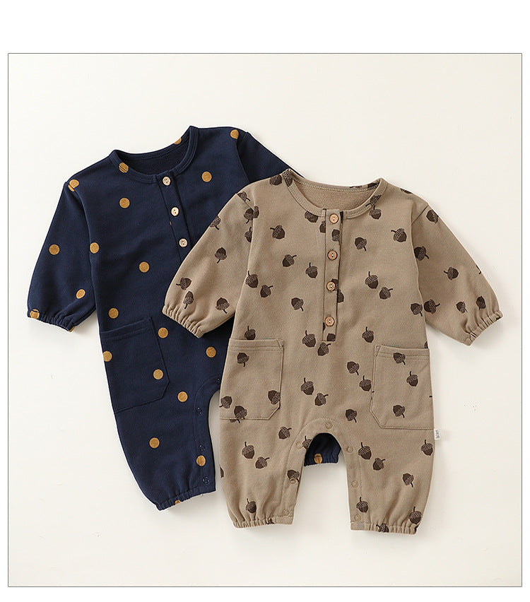 Autumn and Spring New Arrival Baby Unisex Simple Casual Pattern Long Sleeves Rompers