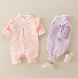 Chinese Style Knitted Rompers For Baby Girl