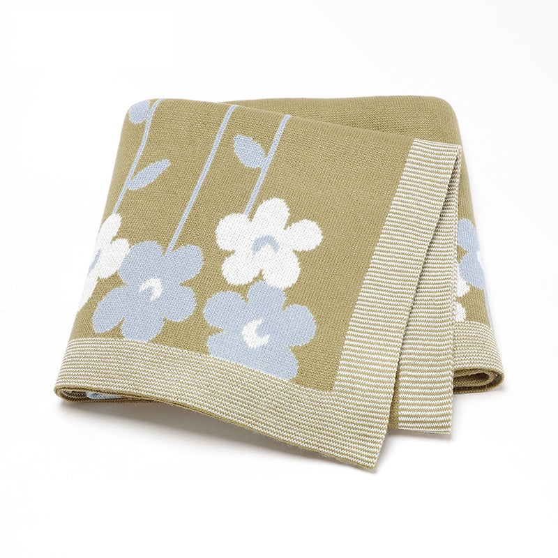 Hot Selling: Spring/Summer New Arrival Knitted Beautiful Flower Soft Baby Blanket, Perfect For Newborn Boys And Girls