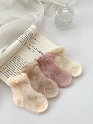 Summer Super Thin Breathable Socks For Girls: Baby Girls’ Solid Color Socks