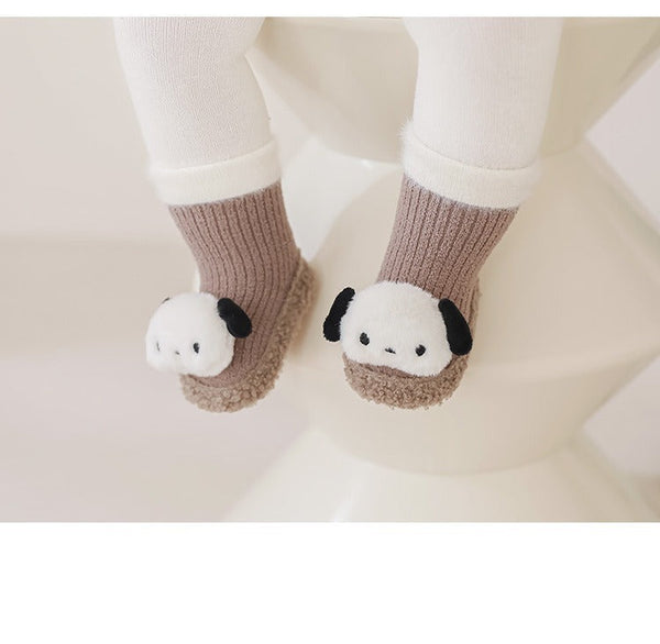 Thickened Winter Toddler Walking Socks, Mid-Calf Floor Shoe Socks, Cartoon Cute Baby Anti-slip Walking Shoes from