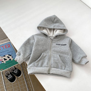 Arrival Baby Kids Unisex Letters Print Zip-up Hooded Thick Coat