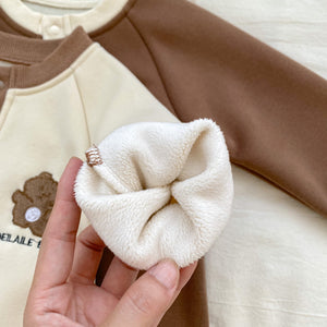 Autumn and Spring New Arrival Baby Unisex Simple Teddy Pattern Long Sleeves Cozy Rompers