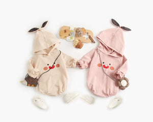 Baby Cartoon Pattern Korean Style Onesies With Hat