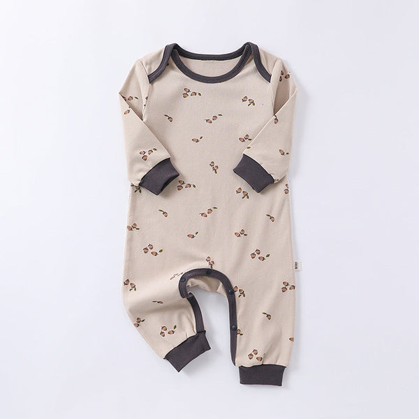 Spring New Arrival Hazelnut Print Crew Neck Comfy Rompers