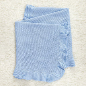 New Arrival Knitted Baby Blanket With Ruffle Trim Design: New Solid Color Pure Cotton Collection For All Seasons