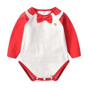 Baby 1pcs Bow Tie Patched Design Contrast Design Onesies Bodysuit