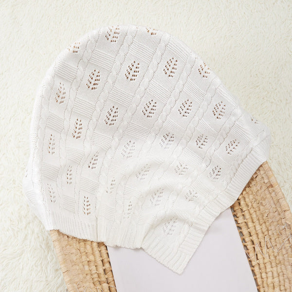 Knitted Baby Blanket With Hollow Out Design: New Solid Color Collection For All Seasons