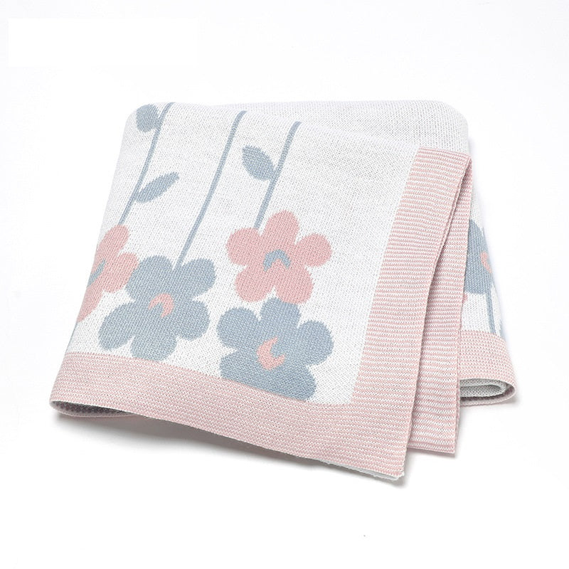 Hot Selling: Spring/Summer New Arrival Knitted Beautiful Flower Soft Baby Blanket, Perfect For Newborn Boys And Girls