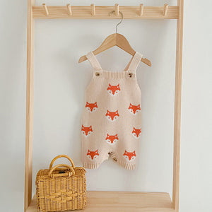 Summer Baby New Design Fox Pattern Sleeveless Strap Rompers