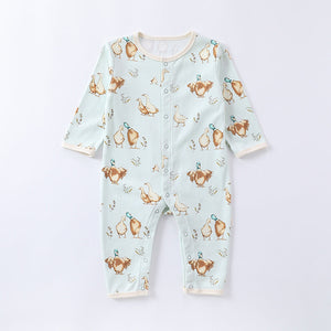 Autumn and Spring New Arrival Baby Unisex Animals Pattern Long Sleeves Crew Neck Single Breasted Rompers